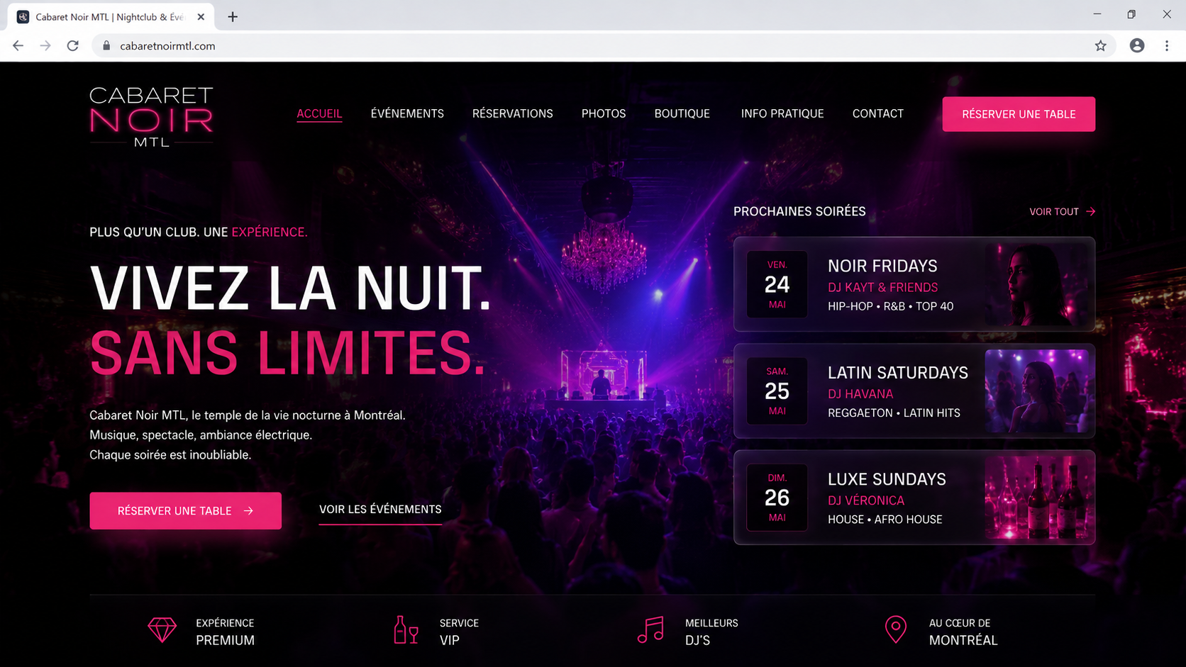 Aperçu du site Cabaret Noir MTL — Nightlife