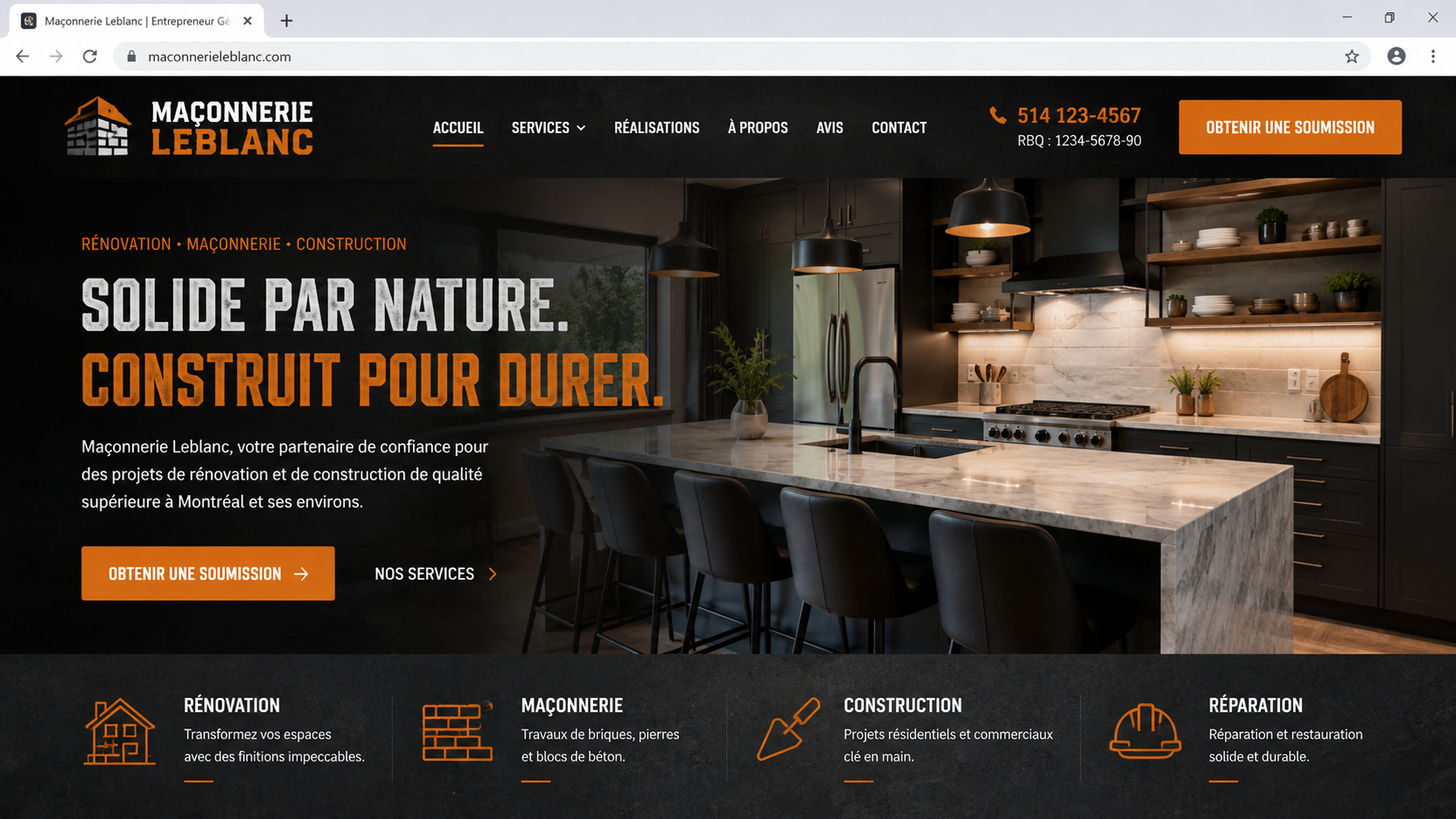 Aperçu du site Maçonnerie Leblanc — Rénovation